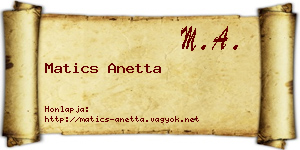 Matics Anetta névjegykártya